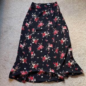 Soprano Black and Red Floral Maxi Skirt